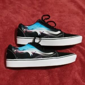 Vans Black and Blue Graphic Sneakers